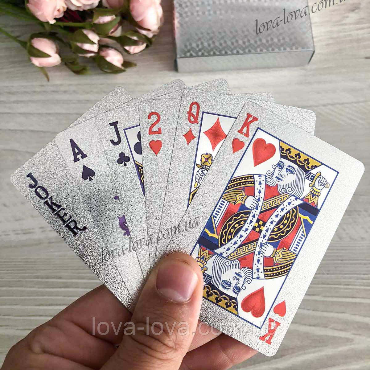 Пластикові картки для покера сріблясті 54 штуки висока якість