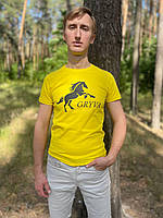 Мужская футболка желтая с конем