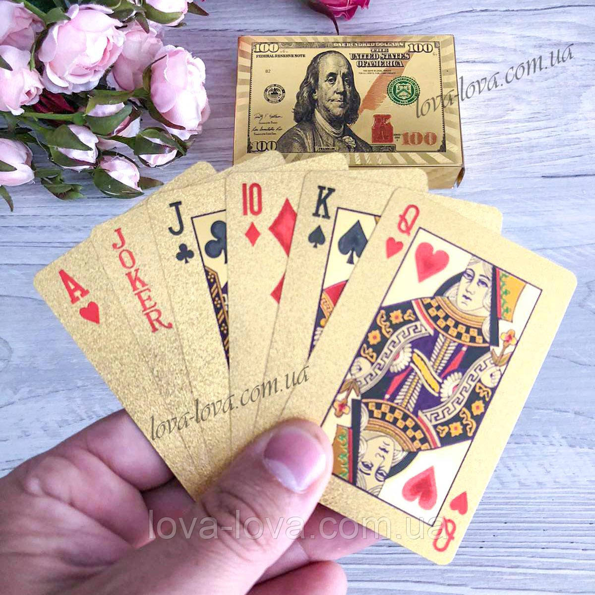 Пластикові картки для покера високої якості у формі долара 54 штук (золото та срібло), фото 1