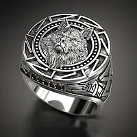 Элегантное и стильное мужское кольцо волк, Сила Свободы, кельтский перстень в виде волка, размер 21