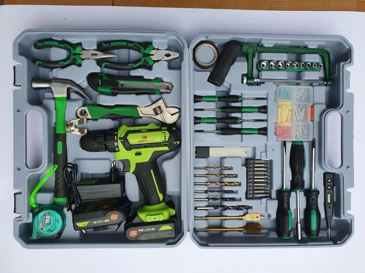 Акумуляторний шурупокрут білорус да-18-2лн з набором ручних інструментів, фото 1