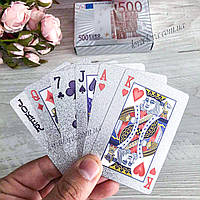Пластиковые карты для покера высокого качества в виде евро 54 штук (золото и серебро)