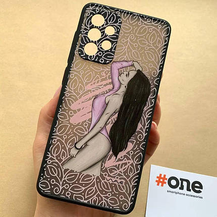 Чохол для Samsung Galaxy A52s щільний із принтом дівчини чохол на телефон самсунг а52с чорний, фото 1