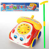 Дитяча іграшка каталка на палиці Телефон-машинка з дзвінком - рухаються деталі-видео огляд, фото 2
