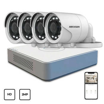 Комплект відеонагляду на вулиці Hikvision HD KIT 4x1MP INDOOR