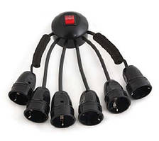 Octopus подовжувач для комп'ютера акваріума з вимикачем і двома спіральними кабелями