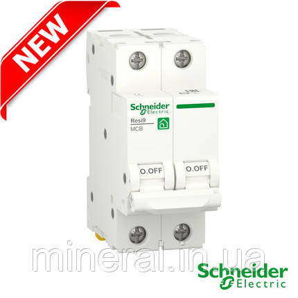 Автоматичний вимикач 2P 16A, 6kA "C",RESI9, Schneider Electric, на DIN-рейку, модульний, Premium, фото 2
