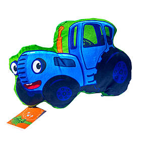 М`яка дитяча подушка з принтом «Синій трактор», сплюшка трактор, 37*26*6см (00280-99)