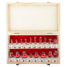 Набір фрез кінцевих по деревині, 18 шт INTERTOOL HT-0073 6,35-38,1 мм