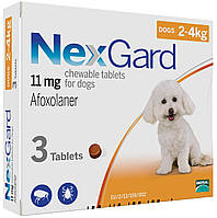 Таблетка від бліх і кліщів НЕКСГАРД для собак 2-4 кг, (S) за 1 таблетку