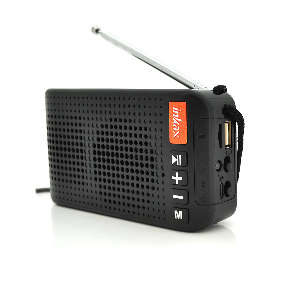 Радіоприймач + колодка BS-20, 3W, FM радіо, Входи microSD, USB, AUX, корпус паламас, Black, BOX