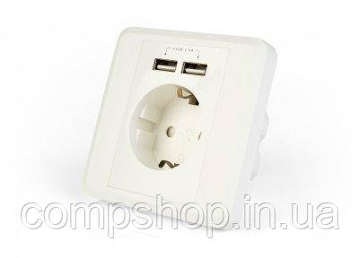 Розетка EnerGenie 1х220 + 2хUSB 2.4A (EG-ACU2A2-01) (код 114514)