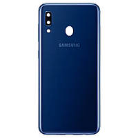 Задняя крышка Samsung Galaxy A20 2019 A205F синяя оригинал Китай со стеклом камеры