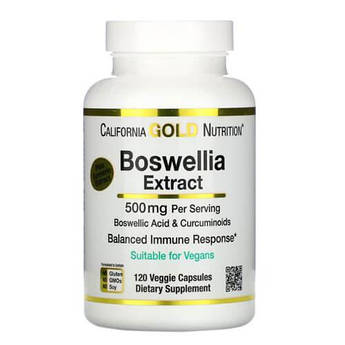 Босвелія та куркума, California Gold Nutrition Boswellia Extract 250 mg 120 капсул