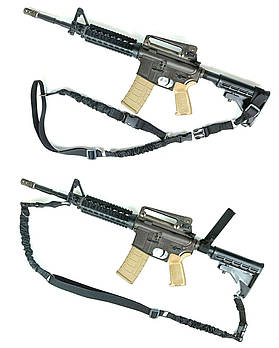 Ремінь збройовий одноточковий - двохточковий універсальний із дод. кріпленням на приклад чорний