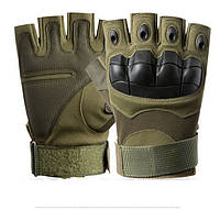 Перчатки армейские беспалые, военные тактические без пальцев зеленые (олива) размер XL