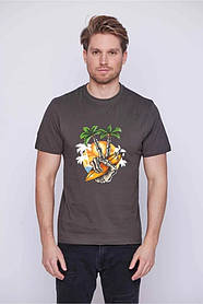 Чоловіча базова оливкова футболка з принтом