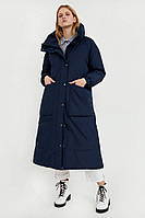 Довга жіноча зимова куртка Finn Flare A20-11078-101 Down fill темно-синя XS