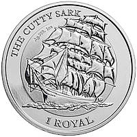 Срібний раунд монета вітрильник Катті Сарк Cutty Sark 1 royal 2021, наклад 10 000