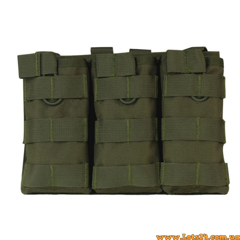 Відкритий підсумок для 3 магазинів АК AR-15 M16 Oxford MOLLE подсумок для магазину АК 74 Олива, фото 1