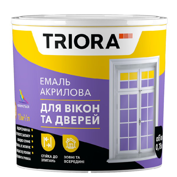 Емаль для вікон та дверей 0,4л біла TRIORA тріора фарба емаль краска эмаль