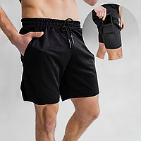Спортивные шорты с карманом для телефона мужские шорты-тайтсы черные