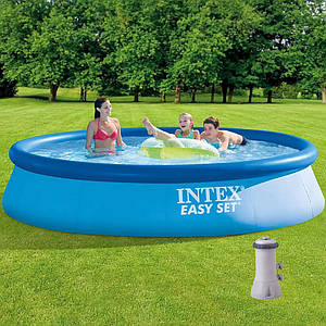 Басейн надувний Intex Easy Set 396х84см 28142 з фільтр-насосом великий сімейний круглий для будинку