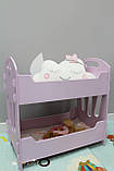 Дерев'яне двоповерхове ліжко для ляльки 8002 Мася рожеве, фото 2