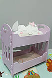 Дерев'яне двоповерхове ліжко для ляльки 8002 Мася рожеве, фото 3