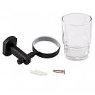 Склянка для зубних щіток Qtap Liberty BLM 1158 Стаканчик для ванної кімнати настінний скляний Чорний, фото 4