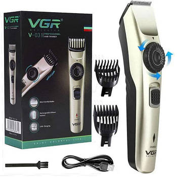 Машинка для стрижки волосся VGR V-031 з насадками від USB