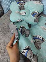 Комплект постельного белья для новорожденных Манюня Мишки в кроватку ( коляску) плед + подушка + простынь