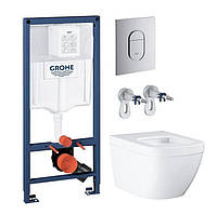 Комплект инсталляции GROHE QuickFix Solido 39536000 с унитазом GROHE кнопка хром 147284