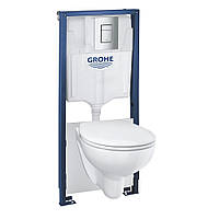 Комплект инсталляции GROHE Bau Ceramic 39586000 с унитазом GROHE кнопка хром 143104