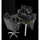 Ігровий стіл ZEUS IGROK-3L, чорний/зелений з LED підсвічуванням, фото 2