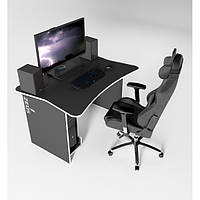 Ігровий геймерський стіл ZEUS ZET-1, чорний/білий