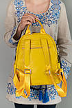 Сумка-рюкзак шкіряний чорний, жовтий, пудра, фото 2