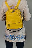 Сумка-рюкзак шкіряний чорний, жовтий, пудра, фото 8