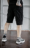 Літні зручні чорні шорти карго чоловічі з котону, фото 7