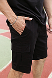Літні зручні чорні шорти карго чоловічі з котону, фото 8