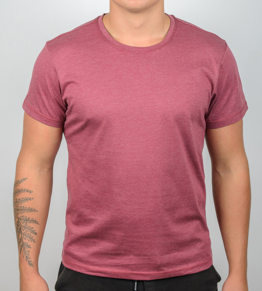 Футболка чоловіча Однотонна Бордовий меланж 2300м/1, L (1шт), фото 1