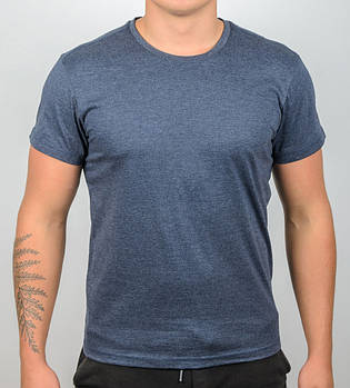 Футболка чоловіча Однотонна Т.Синій меланж 2300м/1, M (1шт)
