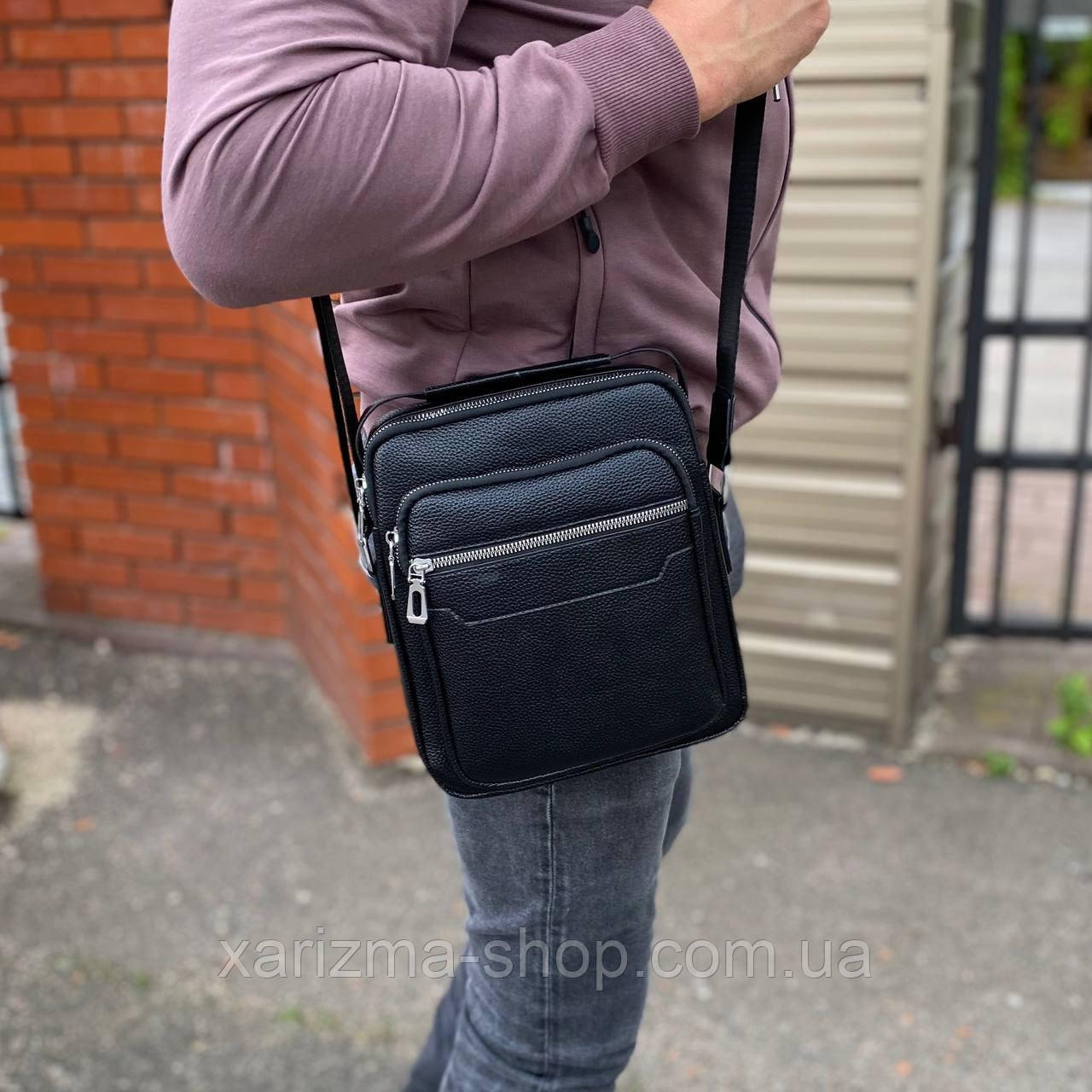 Мужская Кожаная PU Сумка Через Плечо Вместительная Барсетка Мессенджер ...