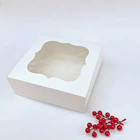 Коробка для торта, 250*250*90 мм, біла з вікном