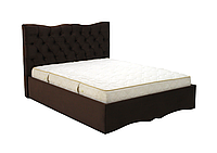 Кровать двухместная мягкая MeBelle ZARURA 160х200 см двуспальная , каретная стяжка, темно-коричневый велюр