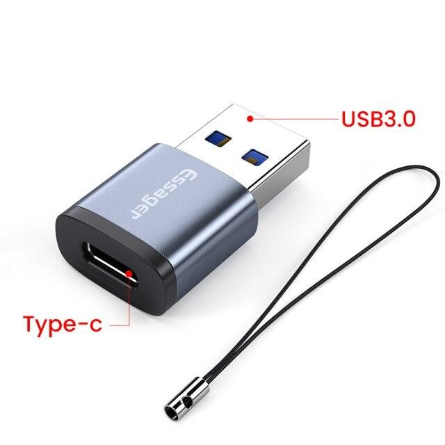Адаптер Essager Type-C to USB 3.0 для заряджання та передавання даних Black/Gray (EZJCA-SRB0G), фото 1