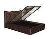 Ліжко двоспальне з м'яким узголів'ям MeBelle ZARURA 180 х 200 з ящиком, темний коричневий шоколад велюр, фото 2