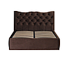 Ліжко двоспальне з м'яким узголів'ям MeBelle ZARURA 180 х 200 з ящиком, темний коричневий шоколад велюр, фото 4