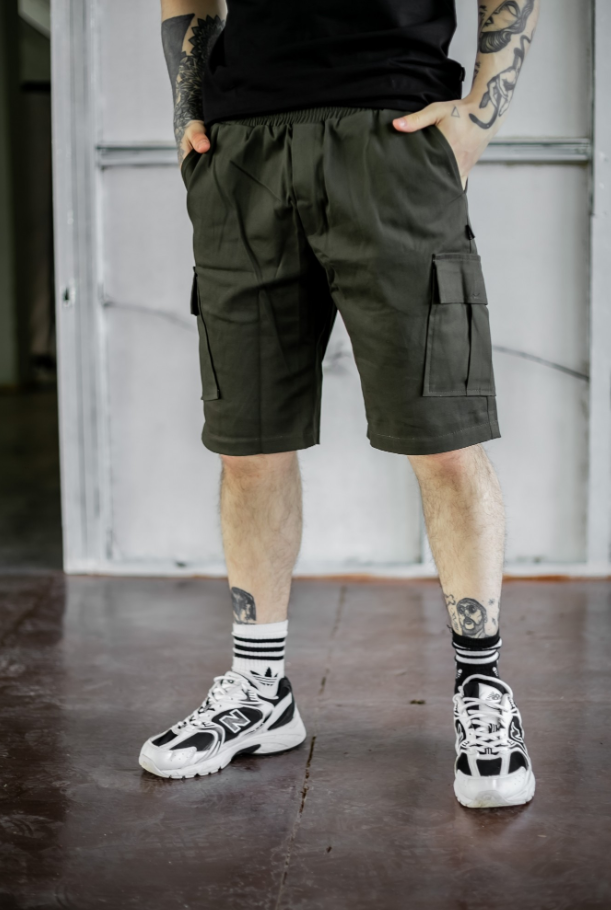 Комфортні шорти карго спортивні чоловічі зручні для міста з котону, фото 1