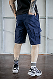 Зручні модні чоловічі шорти карго сині повсякденні з котону, фото 7